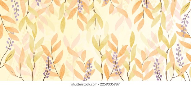 Abstract floral art background vector. Hand painted watercolor botanical spring wildflower and leaf branch texture. Art design illustration for wallpaper, poster, banner card, print, web and packaging