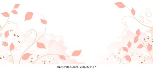 Abstract floral art background vector. Botanical branches and leaves in delicate color. Leaf design illustration for wallpapers, banners, prints, posters, covers.	