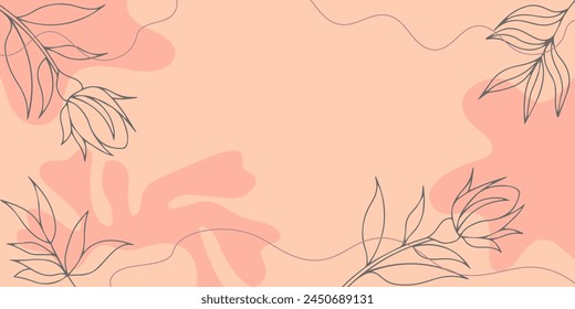 Abstract floral art background vector. Botanical foliage line. Illustration design for wallpaper, banner, print, poster, cover, greeting, invitation, packaging.