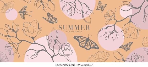 Abstractas Vector de fondo de arte floral. Ilustración de diseño para Fondo de pantalla, Anuncio, impresión, póster, cubierta, saludo, invitación, paquete.