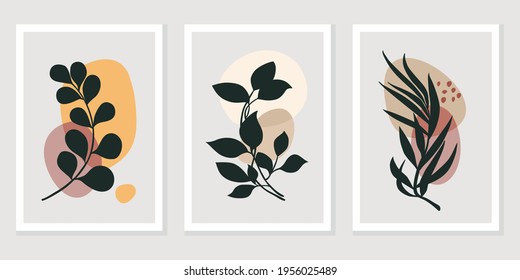 Abstract Floral Art. Abstract Plant Art design for print, cover, poster, wallpaper, background, Minimal and natural wall art. CMYK Color.