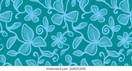 Abstract floral art seamless pattern. Trendy contemporary floral nature shape background illustration. Natural organic plants leaves prints artwork wallpaper. Vintage spring