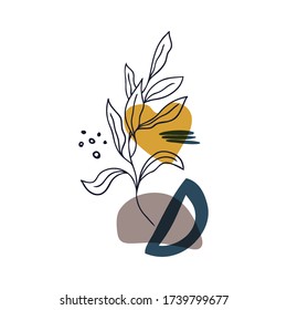 Abstract floral art vector leaves background Hand draw leaves and flower art background for social media cover case fabric textile