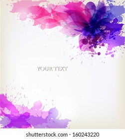 Abstract floral artistic element . Watercolor vector background with colorful flower and blots.