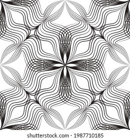 Abstract floral asian seamless pattern. Arabic line ornament with geometric shapes.