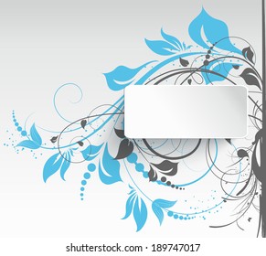 Abstract floral background with 3D effect banner