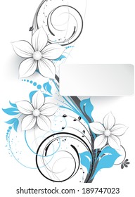 Abstract floral background with 3D effect banner