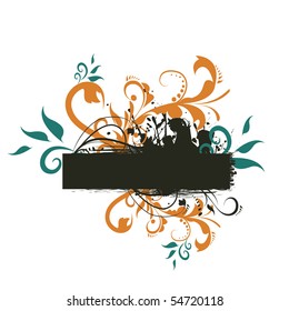 Abstract floral background with banner for your text