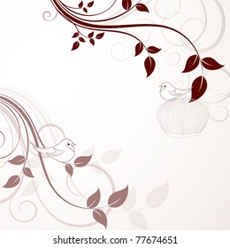 Abstract floral background with birds.