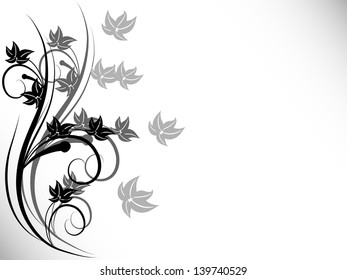 Abstract floral background with black flowers