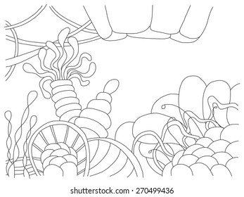 Abstract floral background in black and white colors