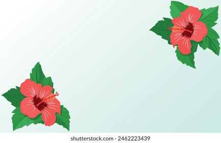 Abstractas Fondo Floral, Borde Floral, Marco, Hojas, Naturaleza, Hibisco, Flores, Aislado, Primavera, Cubierta, Dibujado A Mano Elementos Ilustración vectorial	