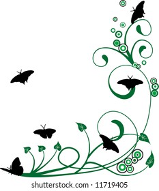 Abstract floral background with butterflies