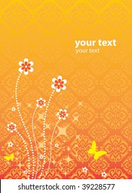 Abstract Floral Background with Butterflies