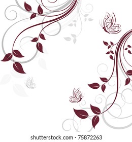 Abstract floral background with butterflies.