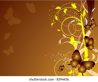 Abstract floral background with butterflies.