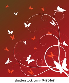 abstract floral background with butterflies