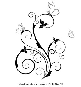 Abstract floral background with butterflies. Element for design.