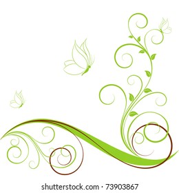 Abstract floral background with butterflies. Element for design.