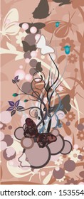 Abstract floral background with butterflies, vector illustration series.
