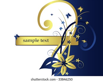 Abstract floral background with butterflies, vector