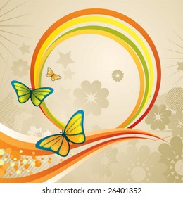 abstract floral background with butterfly
