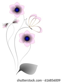 Abstract floral background with butterfly.