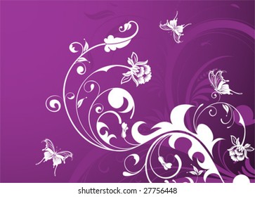Abstract Floral Background with butterfly, element for design, vector illustration
