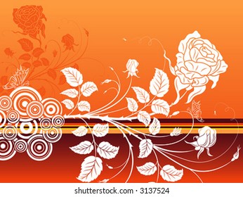 Abstract floral background with butterfly, element for design, vector illustration