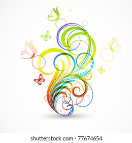 Abstract floral background with butterfly. Element for design.