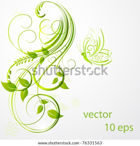 Abstract floral background with butterfly. Element for design.