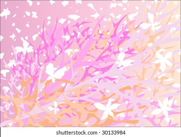 abstract floral background with butterfly and flower
