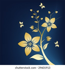 Abstract Floral Background with Butterfly. Vector illustration