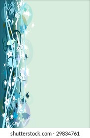 abstract floral background with circles and fish