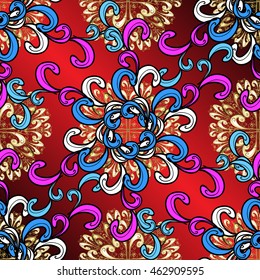 Abstract floral background with colorful pattern elements. Vector illustration.