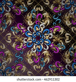 Abstract floral background with colorful pattern elements. Vector illustration.