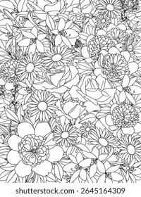 Abstract floral background. Coloring page for adults and children.