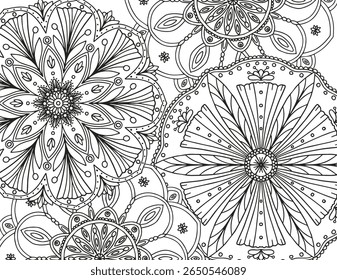 Abstract floral background. Coloring page for adults and children.