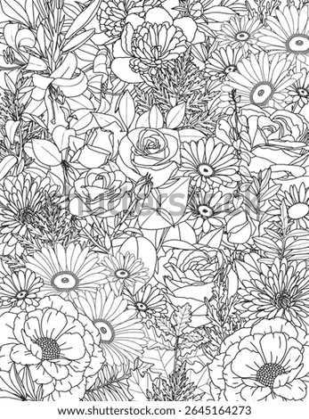 Abstract floral background. Coloring page for adults and children.