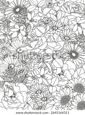 Abstract floral background. Coloring page for adults and children.