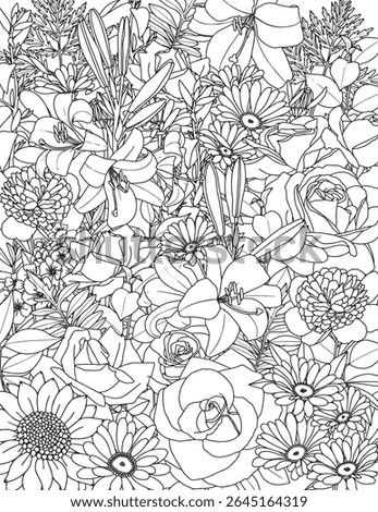 Abstract floral background. Coloring page for adults and children.