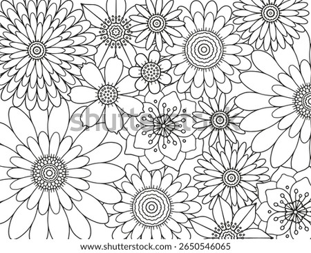 Abstract floral background. Coloring page for adults and children.