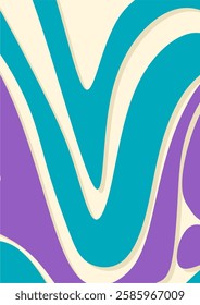 Abstract Floral background with curved shapes, purple, turquoise. Abstract wave background