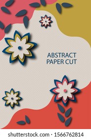 Abstract floral background cut paper art style. Template for banner, poster, promotion, website, online shopping, advertising. Vector illustration.