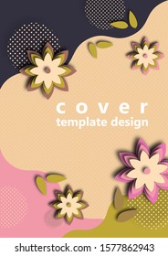Abstract floral background cut paper art style. Template for banner, poster, promotion, website, online shopping, advertising. Vector illustration.