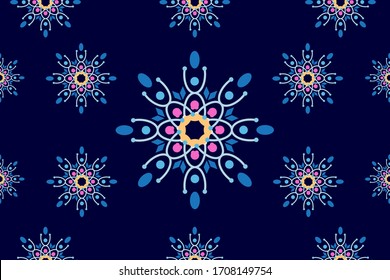  Plantilla de diseño de fondo floral abstracto. Hermoso patrón de flores geométricas sin fisuras. Diseño gráfico elegante. El adorno vintage cristalino. Colorido, azul, rosa, beige