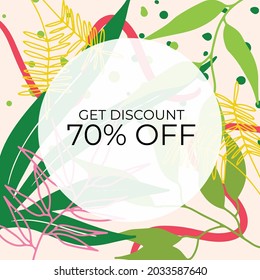 Abstract floral background designs, summer sale, social media promotional content. Vector illustration