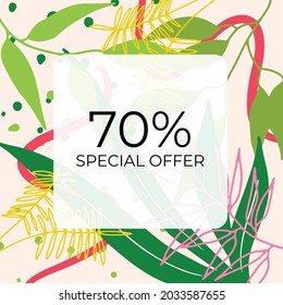 Abstract floral background designs, summer sale, social media promotional content. Vector illustration