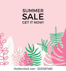 Abstract floral background designs, summer sale, social media promotional content. Vector illustration