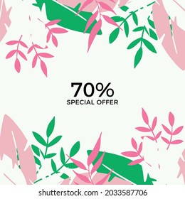 Abstract floral background designs, summer sale, social media promotional content. Vector illustration